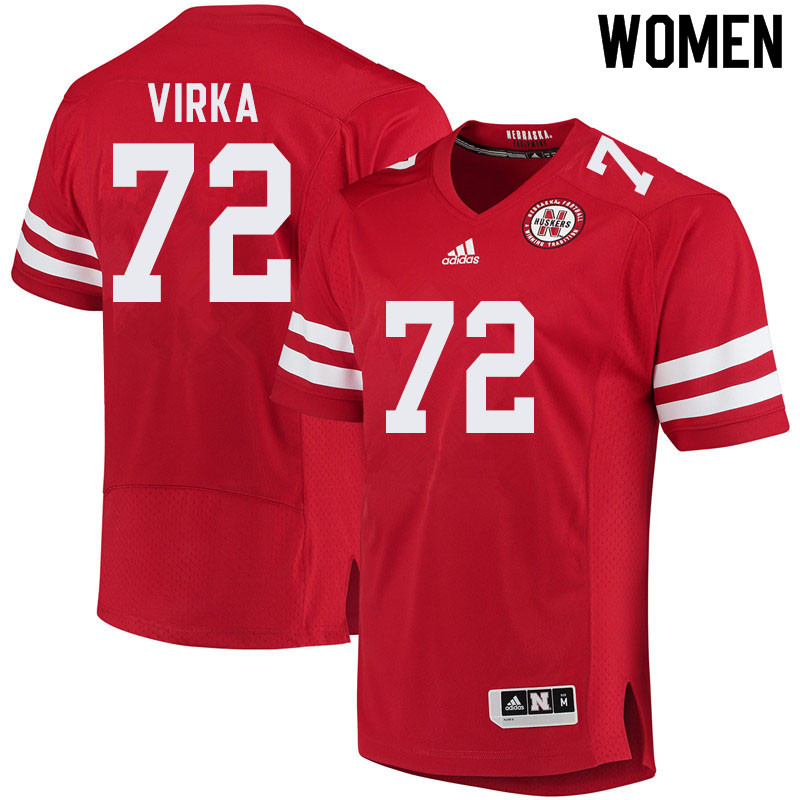 Women #72 Nick Virka Nebraska Cornhuskers College Football Jerseys Sale-Red